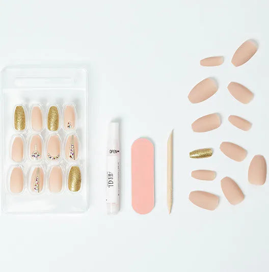 Nail Addict Premium Artificial Nail Set, Nude Jeweled